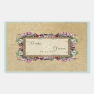 Gold & Lace Classic Formal Elegant Wedding Invite Sticker