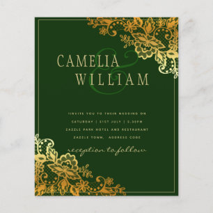 Gold Lace Emerald Green Wedding Invitations Budget