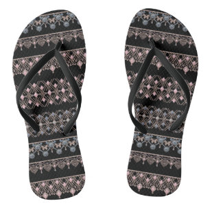 Gold lace flip flops