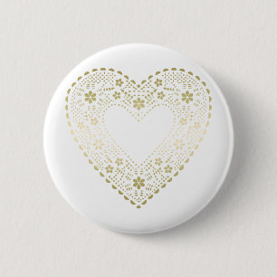 Gold Lace Heart 2 Inch Round Button