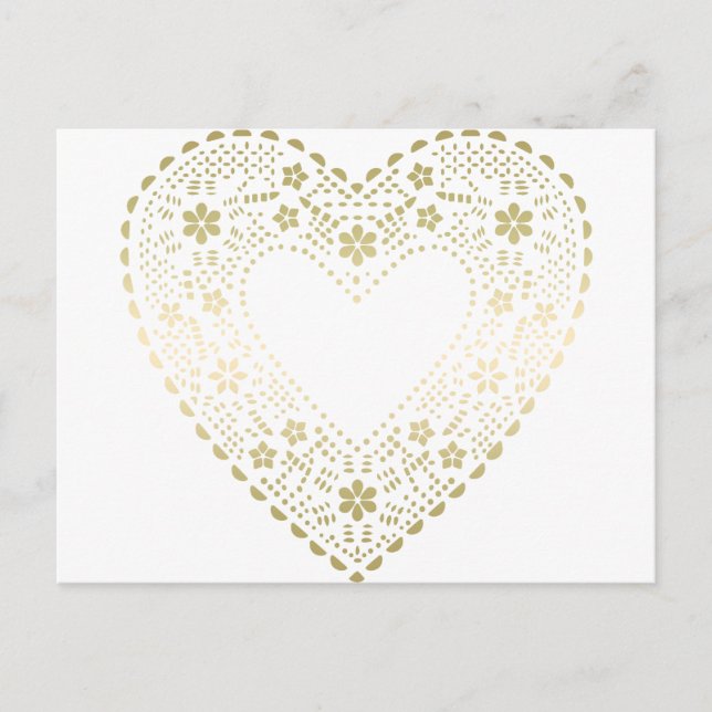 Gold Lace Heart Postcard (Front)