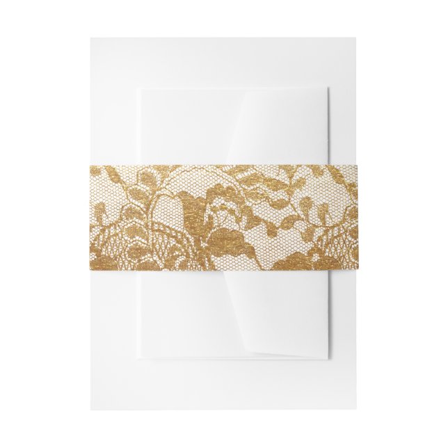 Gold Lace Invitation Belly Band (Front Example)