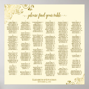 Gold Lace Ivory Cream Alphabetical Seating Chart