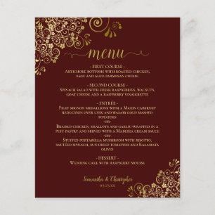 Gold Lace on Auburn Brown Budget Wedding Menu