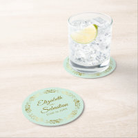 Gold Lace on Pale Mint Green Elegant Wedding