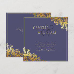 Gold Lace Purple Wedding Invitations Budget