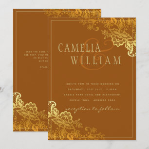 Gold Lace Terracotta Mariage Invitations Budget