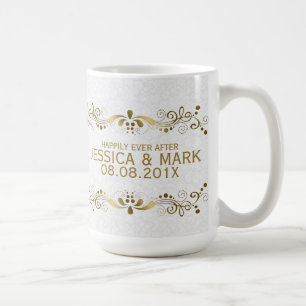 Gold Lace With White Damasks Coffee Mug
