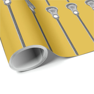 Gold Lacrosse Gift Wrapping Paper