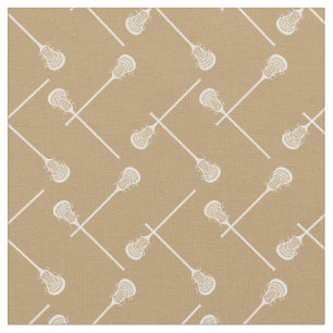 Gold Lacrosse White Sticks Patterned Fabric