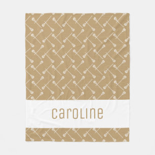 Gold Lacrosse White Sticks Patterned Fleece Blanket