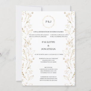 Gold laisser élégante invitation de mariage