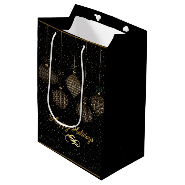 Gold Lanterns And Dust Over Black Background Mediu Medium Gift Bag (Front Angled)