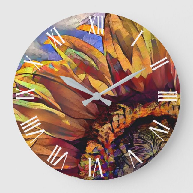 Gold Large Sunflower Elegant Collection Clock (Front)