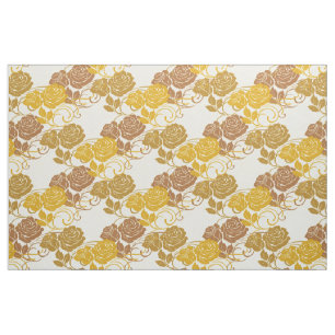 Gold Large Vintage Victorian Floral Roses Texture Fabric