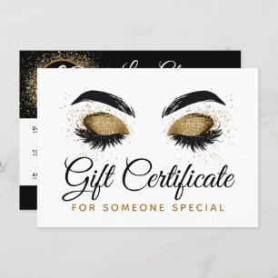 Gold Lash Brow Bar Beauté Carte de certificat cade