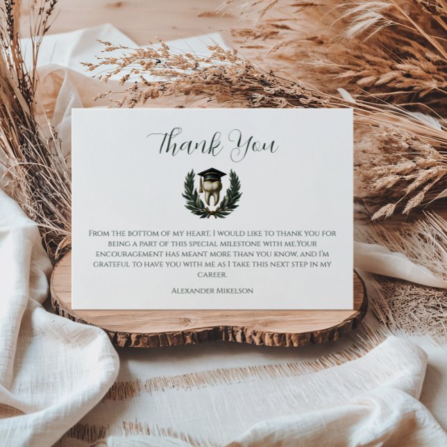 Gold Laurel Tooth Graduation Party Thank You Card (Creator Uploaded)