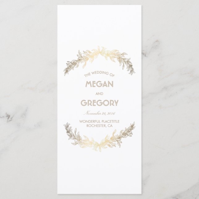 Gold Laurel Vintage programmes de mariage (Devant)