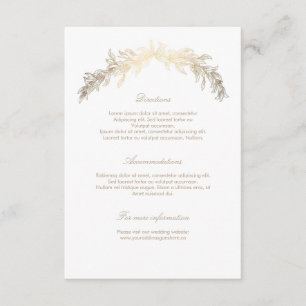 Gold Laurel Wedding Details Insert