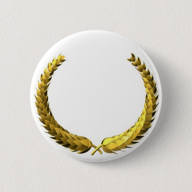 Gold Laurel Wreath 2 Inch Round Button (Front)