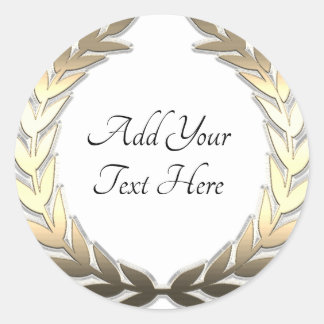 Gold Laurel Wreath  Classic Round Sticker