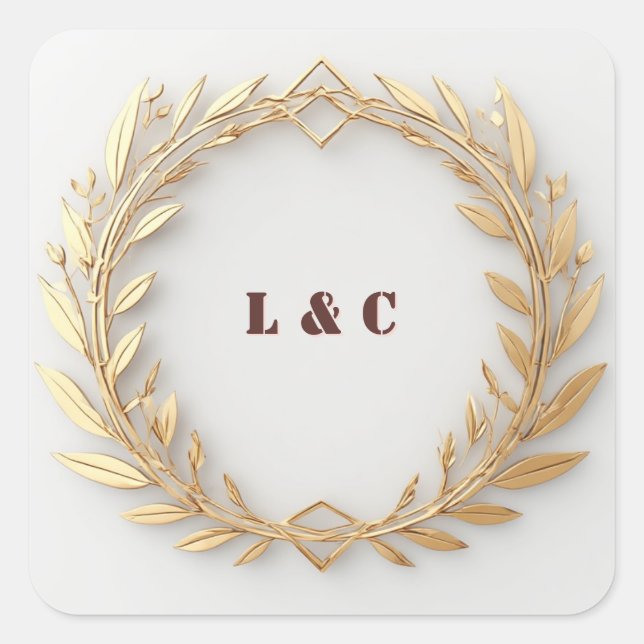 Gold Laurel Wreath Gothic Arch Frame ✨ Square Sticker (Front)