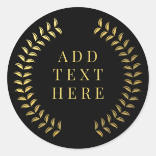 Gold Laurel Wreath Leaves Circle Wreath Custom Cla Classic Round Sticker