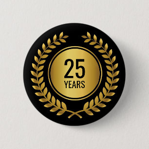 Gold Laurel Wreath Length of Service Award 2 Inch Round Button