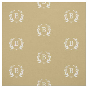 Gold Laurel Wreath Monogram Fabric