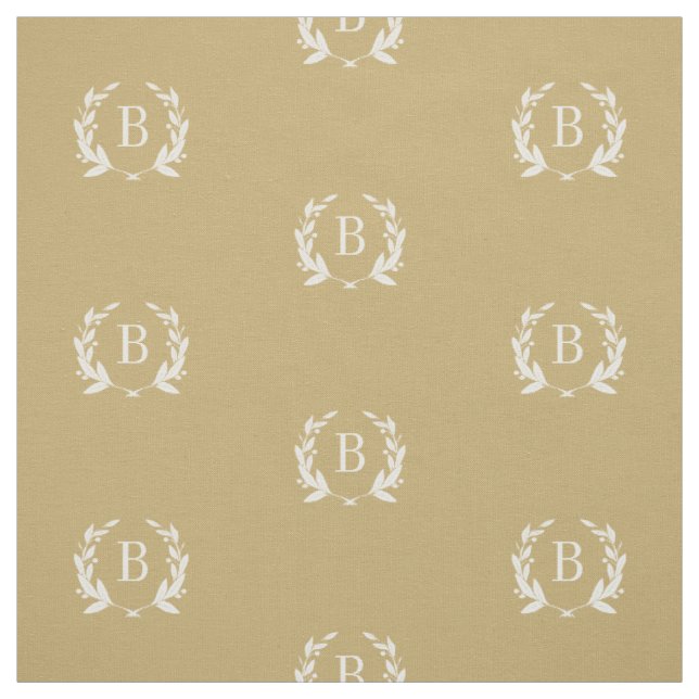 Gold Laurel Wreath Monogram Fabric (Swatch)