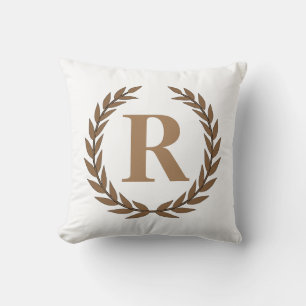 Gold Laurel Wreath Personnalisé Coussin initial