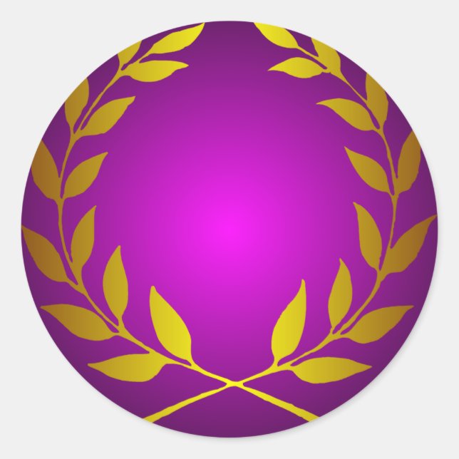 Gold Laurel Wreath Round Sticker (Front)