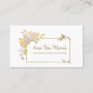 *~* Gold Lavender Glitter Pink Flower Elegant Business Card