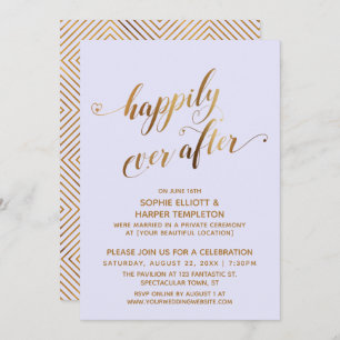 Gold & Lavender Happily Ever After Post Wedding Invitation