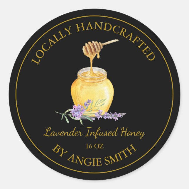 Gold Lavender Infused Honey Label | Black (Front)