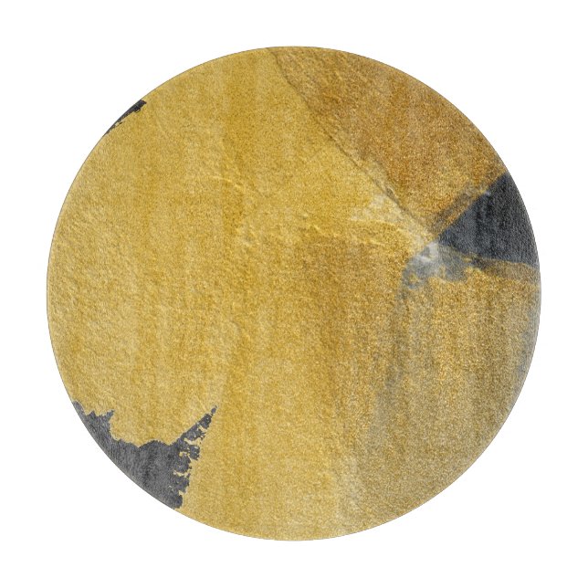 Gold leaf, abstract black design cutting board (Front)