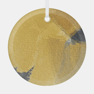Gold leaf, abstract black design glass ornament