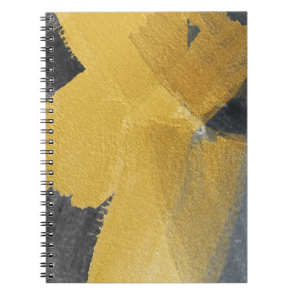 Gold leaf, abstract black design notebook