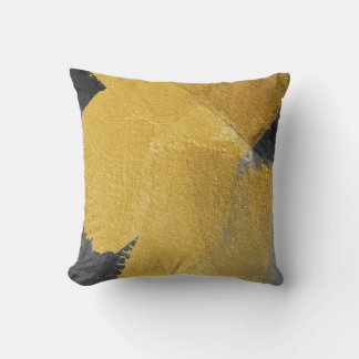 Gold leaf, abstract black design throw pillow