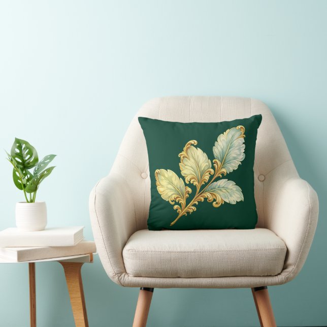 Gold Leaf Acanthus Throw Pillow (Chair)