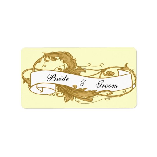 Gold Leaf and Banner Wedding Favour Tags