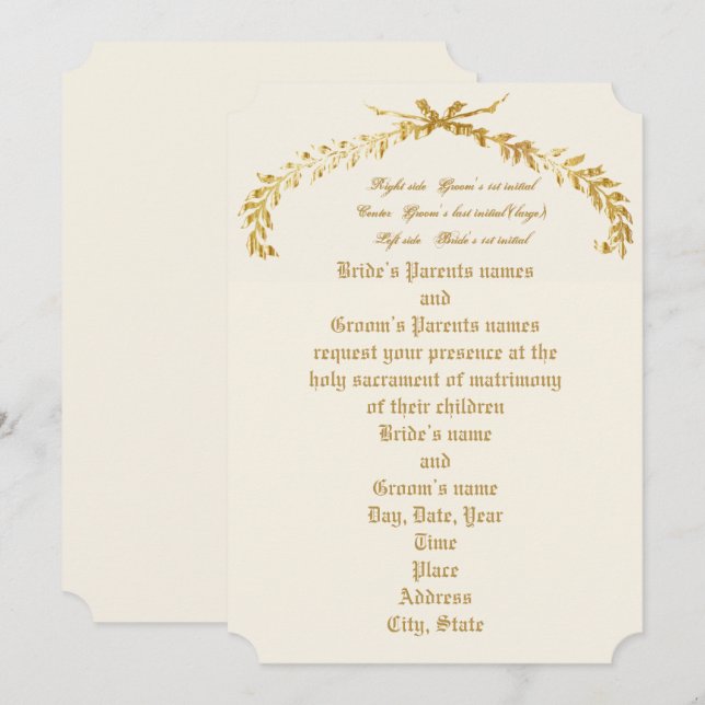 Gold Leaf Arch Wedding Invitation (Front/Back)
