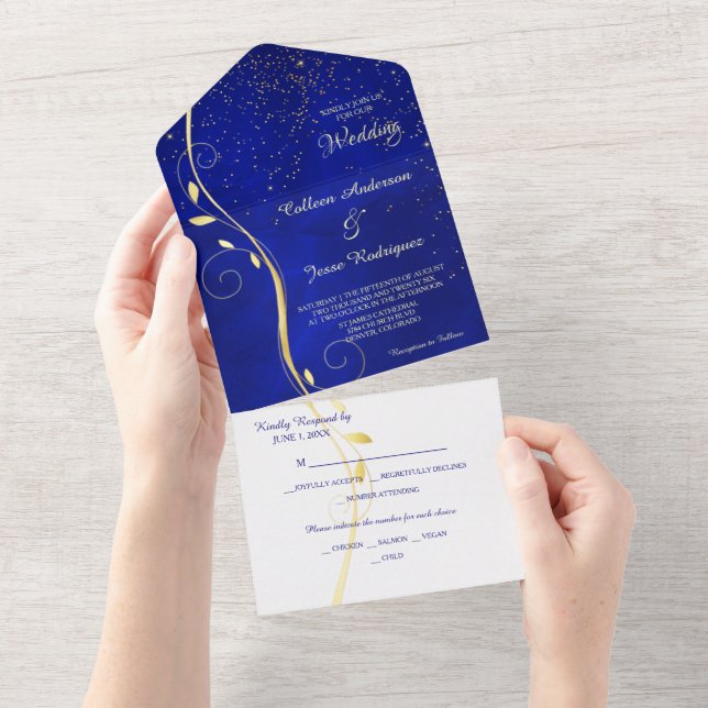 Gold Leaf Blue Photo Template All in One Wedding (Tearaway)