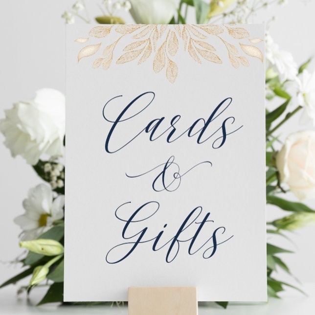 Gold Leaf Botanical Wedding Cards & Gifts Sign (Creator Uploaded)