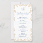 Gold Leaf Botanical Wedding Menu<br><div class="desc">Gold leaf botanical wedding menu in gold and navy blue includes traditional script.  Includes course titles and descriptions.  Coordinates with the Gold Leaf Botanical Wedding Program.</div>