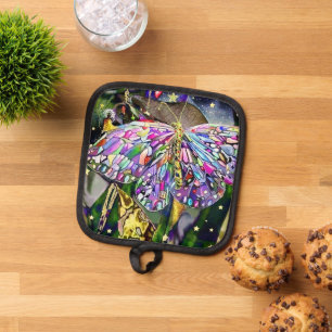 Gold Leaf Butterfly Pot Holder