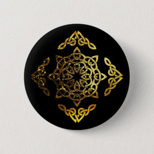 Gold Leaf Celtic Knot 2 Inch Round Button