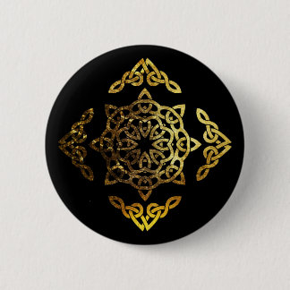 Gold Leaf Celtic Knot 2 Inch Round Button