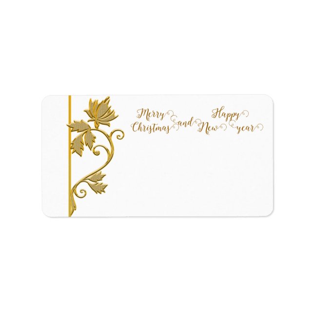 Gold Leaf Christmas Mailing Address Label (Front)