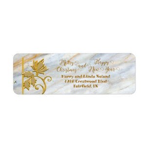 Gold Leaf Christmas Return Address Label